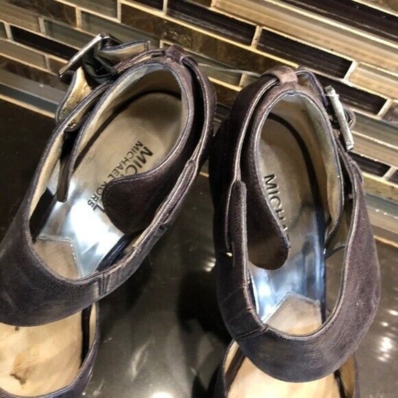 Michael Kors open toe ankle strap heels Women’s Size 6.5 Distressed Brown - Picture 4 of 9